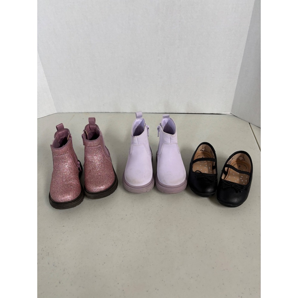Cat & Jack Wonder Nation Toddler Girls Shoes Size 6 Bundle Pink Purple Black 3pk
